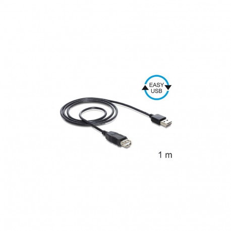 DeLOCK EASY USB2.0 A Wtyk-Gniazdo - czarny 1m