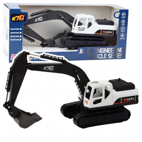 Koparka Gąsienicowa Metalowa Łyżka Ruchome Przeguby Obrót 360° Biała