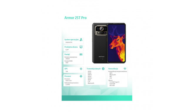 Smartphone Armor 25T 4G 8/256GB IP69K thermovision Frost Black