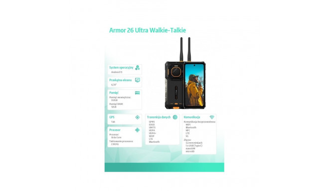 Smartphone Armor 26 Ultra Walkie-Talkie 5G 12/512GB IP69K black