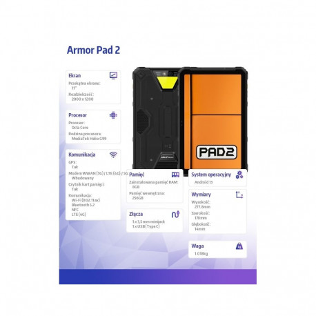 Tablet Armor Pad 2 4G 11 inches 8/256GB black
