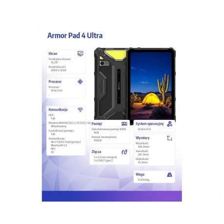 Armor Pad 4 Ultra 5G 10,36-tolline 8/256GB IP69K must tahvelarvuti