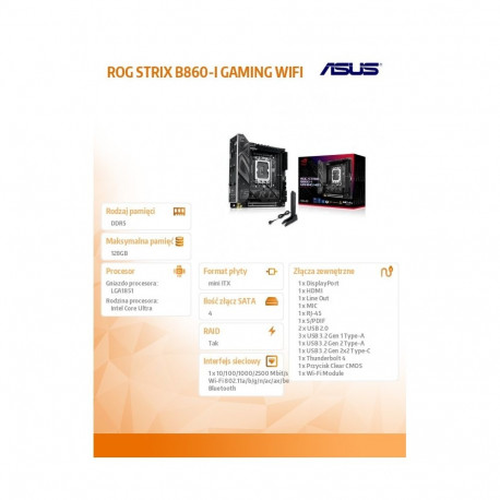 ROG STRIX B860-I GAMING WIFI s1851 4DDR5 TB ITX emaplaat