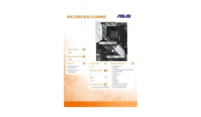 Motherboard ROG STRIX B550-A GAMING AM4 4DDR4 HDMI/DP ATX
