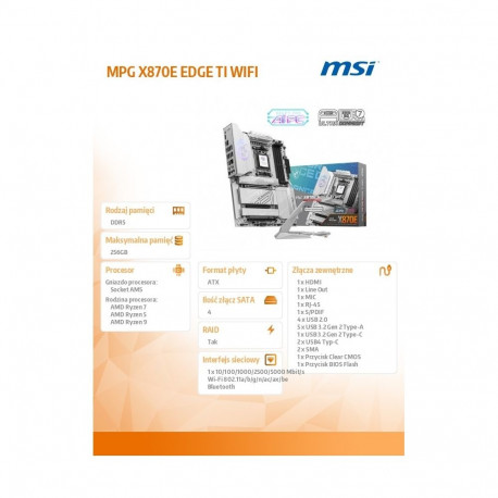 MPG X870E EDGE TI WIFI AM5 4DDR5 ATX emaplaat