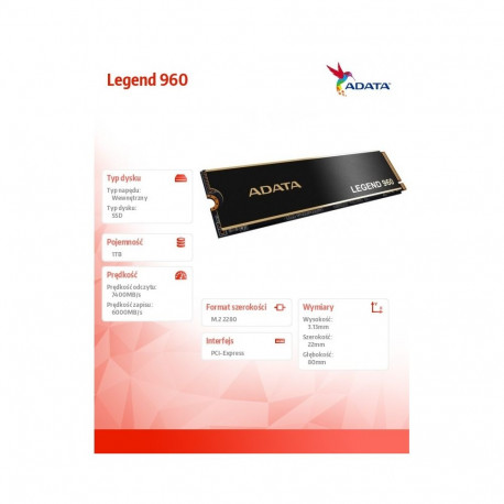 SSD drive Legend 960 1TB PCIe 4x4 7.4/6 GB/s M2