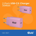"Club3D Lifestyle Ladegerät USB-C 30Watt. 2Stk pink retail"