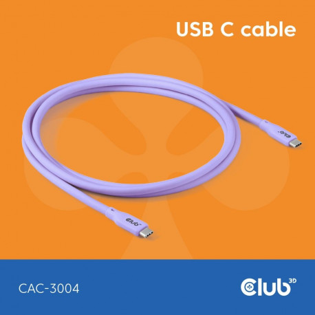 "Club3D Lifestyle USB-C Kabel PD 240W.20Gbps 2m lila St/St"