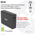 "Club3D Ladegerät 3xUSB Typ C. 1xUSB Typ A. PD 132W. GaN retail"