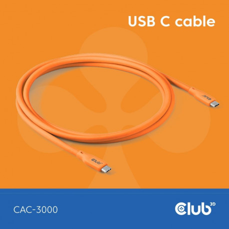 "Club3D Lifestyle USB-C Kabel PD 240W.20Gbps 2m orangeSt/St"