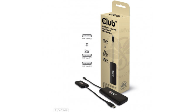 "Club3D USB-Hub Typ C > 4x USB Typ C 10Gbps + 100W PD St/Bu"