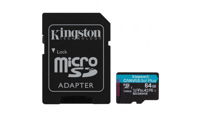 "CARD KINGSTON 64GB microXC Canvas Go Plus Gen4 200MB/s A2 U3 V30 Card + Adapter"