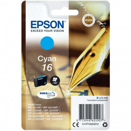 "Epson Tinte 16 C13T16224012 Cyan bis zu 165 Seiten"