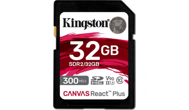 Kingston Canvas React Plus SDHC Card 32 GB Class 10 UHS-II/U3 V90 (SDR2/32GB)