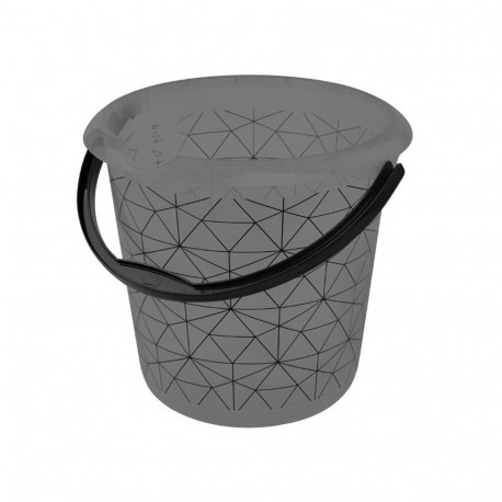 BUCKET WITH DECOR POLYGON 10L BLACK