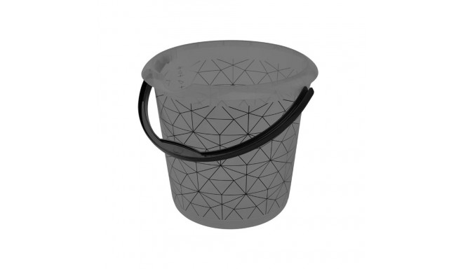 BUCKET WITH DECOR POLYGON 10L BLACK