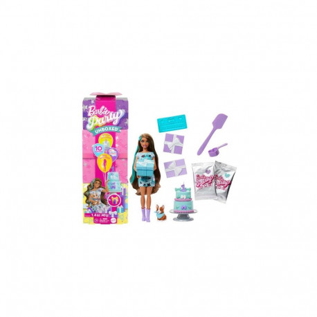 Barbie Party Unboxed Pet Birthday Series Doll & Accessories, Party Stars Set with 10 Surprises