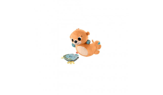 Fisher-Price 2-in-1 Rockin’ Tummy Time Otter Plush Toy with Soft Book for Newborn Sensory Play