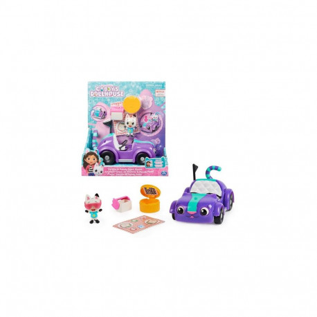 Gabby's Dollhouse , Carlita Toy Car with Pandy Paws Collectible Figure and 2 Accessories, K