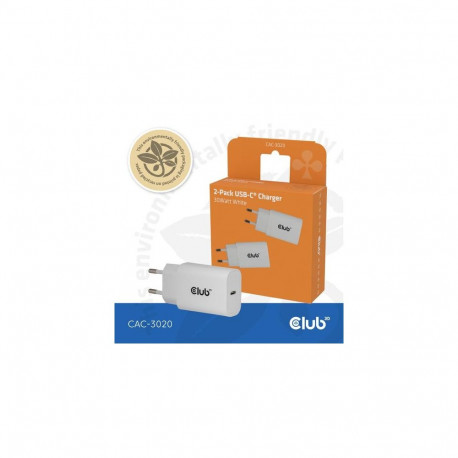CLUB3D 2-Pack USB C Charger 30 Watt Whit