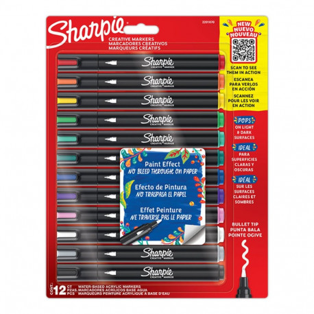 1x12 Sharpie Creative Marker Acryl kuulikujuline ots