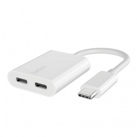 Belkin RockStar USB-C audio- ja laadimisadapter, valge F7U081btWH