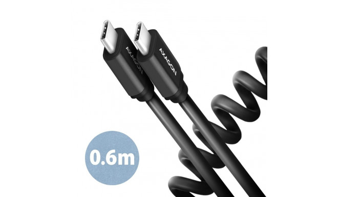 CABLE USB-C TO USB-C 0.6M 60W/TWISTER BLK BUCM-CM10TB AXAGON