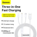 Baseus Superior USB-kaabel - Lightning | micro USB | USB Type 3,5 A 1,5m valge (CAMLTYS-02)