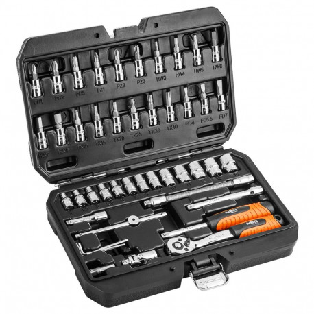 1/4" CrV padrunvõtmete komplekt, 46 tk