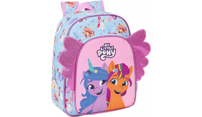 My Little Pony seljakott 34cm, helesinine/roosa