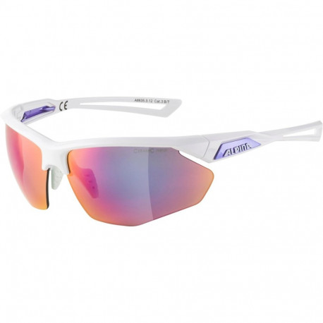 Sport Sunglasses - ALPINA NYLOS HR Cycling Glasses with Mirrored Lenses Cat.3 White-Purple