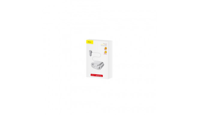 Baseus Car charger One to Two Cigarette Lighter(dual- lighter 80W+dual USB 3.1A) Silver (CRDYQ-0S)