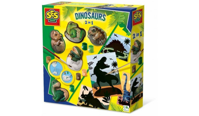 Joonistuskomplekt SES Creative 2 in 1 Dinosaurs