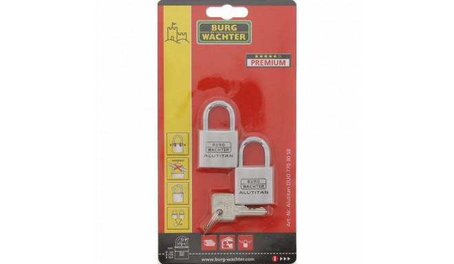 Võtmega tabalukk Burg-Wachter DUO 770 30 SB Teras Ristkülikukujuline (2 Ühikut)