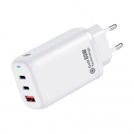 Telefoni laadija Quick 2 x USB-C / USB-A GaN 65W, valge