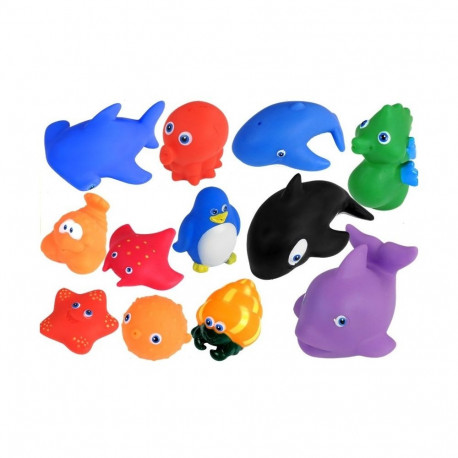 Zestaw Zwierząt Morskich do Kąpieli Sitko Do Łowienia Gumowe 12 el.