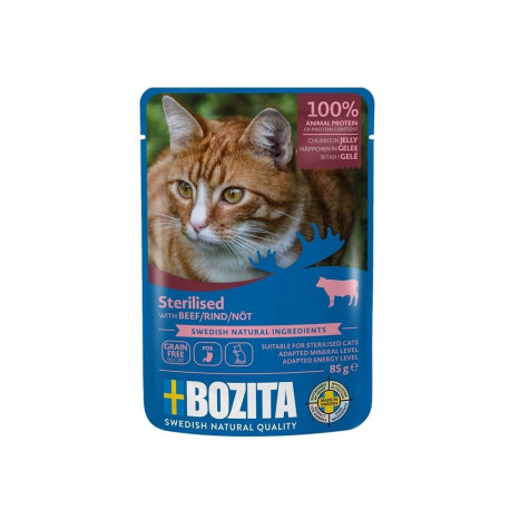 Wet Cat Food - Bozita Sterilised Beef Jellied Pieces, 85g Gold