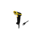 Qoltec 50867 barcode reader Handheld bar code reader 1D/2D Laser Black, Yellow