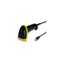 Qoltec 50867 barcode reader Handheld bar code reader 1D/2D Laser Black, Yellow