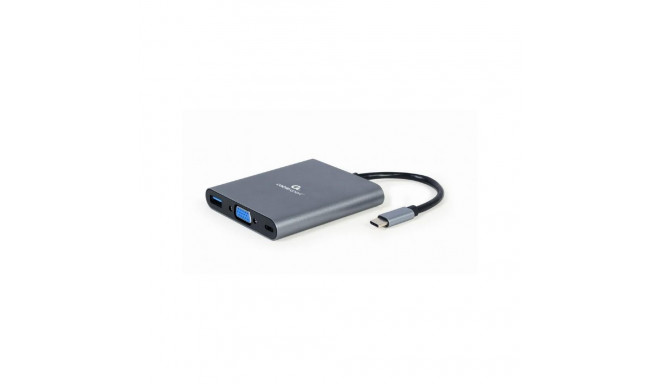 Gembird A-CM-COMBO6-01 USB Type-C 6-in-1 multi-port adapter (Hub3.1 + HDMI + VGA + PD + card reader 