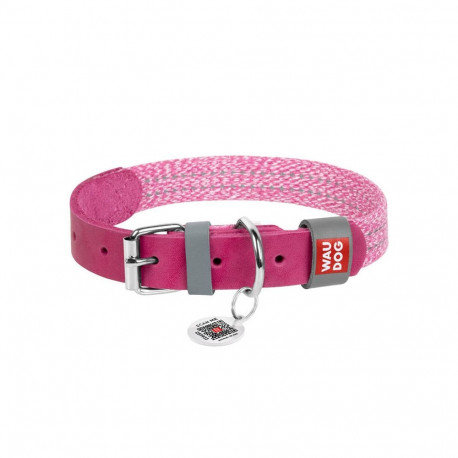 Classic Dog collar with QR code Waudog size M pink