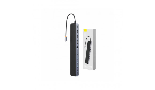 Hub 12w1 Baseus EliteJoy Gen2 series USB-C do 2xHDMI+ 3xUSB 3.0+ PD+ DP+ SD/TF+ RJ45+Type-C+ 3.5mm (