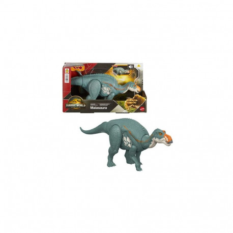 Jurassic World Rebirth Wild Roar Maiasaura Dinosaur Toy, Tail Controlled Attack Chomp &amp; Soun