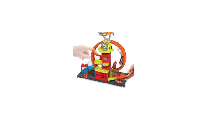 Hot Wheels City Super Loop Fire Station Playset, Track Set with 1 Toy Car
