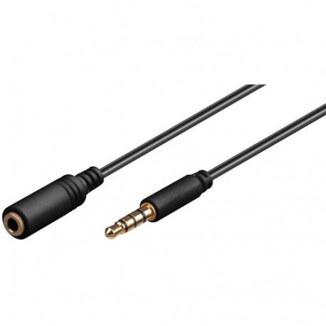 Goobay Headphone and Audio AUX Extension Cable, 4-pin 3.5 mm Slim, CU, 0.5 m