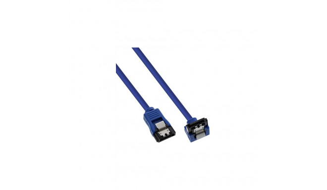 InLine SATA 6Gb/s Round Cable blue angled 90° with latches 0.15m