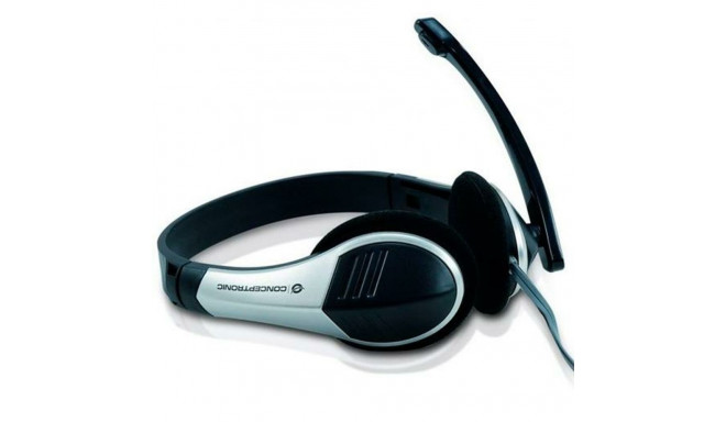 Kõrvaklapid Mikrofoniga Conceptronic Allround Stereo Headset Must Hõbedane