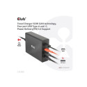 CLUB 3D TRAVEL CHARGER 132W GAN TECHNOLOGY FOUR PORT USB TYPE-A AND -C POWER DELIVERY PD 3.0 SUPPORT