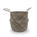 BASKET WITH HAND 30X30X30CM SEAGRAS/BLCK
