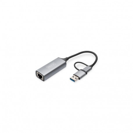 Digitus USB Type-CTM Gigabit Ethernet Adapter 2.5G, USB-CTM + USB A (USB3.1/3.0)